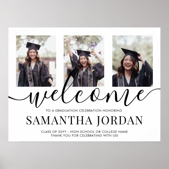 2 Sided 6 Photo Graduation Party Welcome Poster (Front)