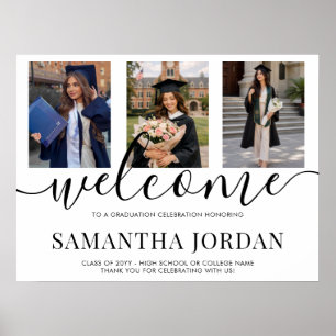 2 Sided 6 Photo Graduation Party Welcome Poster