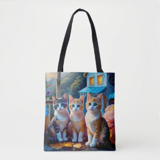 2-Sided 7 Adorable Artist designed Kittens Tote Bag