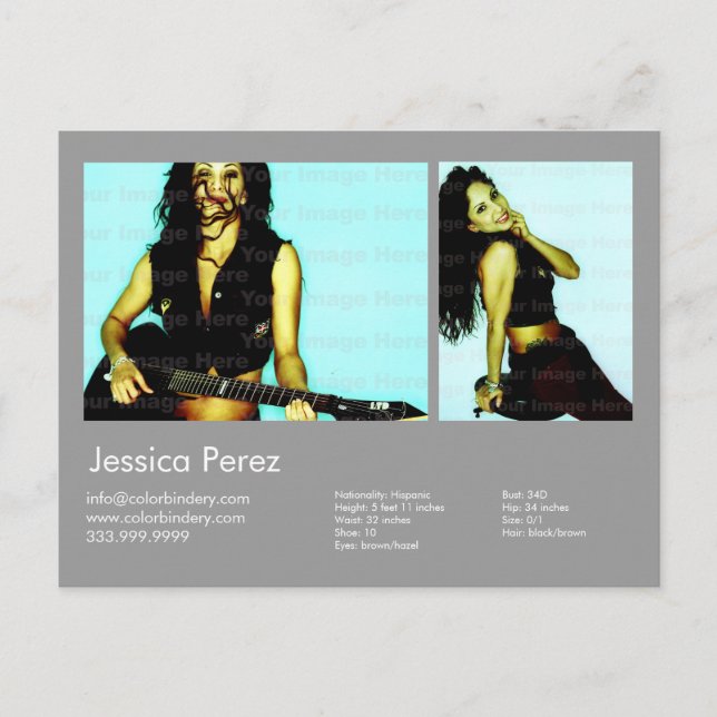 2-Sided Actor & Model 2 Shot Light Grey Headshot C Postcard (Front)