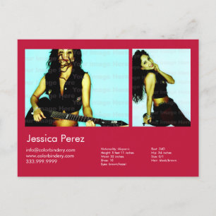 2-Sided Actor & Model 2 Shot Red Headshot Comp Postcard