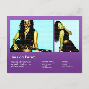 2-Sided Actor & Model 2 Shot Violet Headshot Comp Postcard
