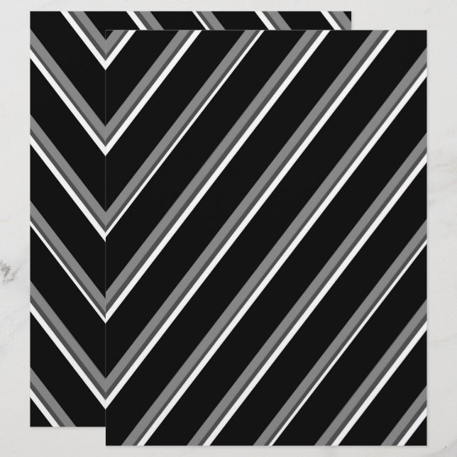 2-Sided B&W Diagonal Stripes Scrapbook Page (Front/Back)