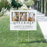 2 Sided Couples Wedding Shower Photo Welcome Yard Garden Sign<br><div class="desc">Welcome guests to a stylish couples bridal shower with an elegant custom photo collage outdoor lawn sign. Pictures and all text are simple to personalise, and can be different or the same on front and back. (IMAGE PLACEMENT TIP: An easy way to centre a photo exactly how you want is...</div>