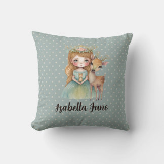 2-Sided Custom Nursery Pillow Deer Princess