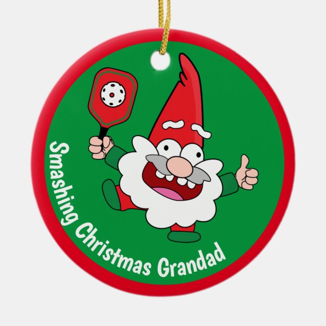 🎅🤶2 sided customisable  Christmas pickleball  Ceramic Ornament (Front)