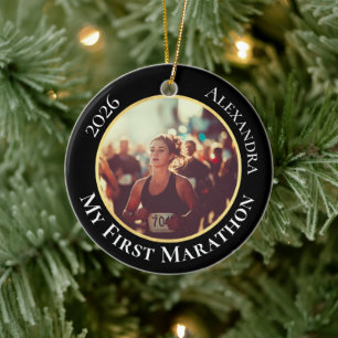 2-Sided Customisable Photo Sports Marathon Running Ceramic Ornament