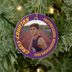 2-Sided Customisable Sports Cross-Country Photo Ceramic Ornament