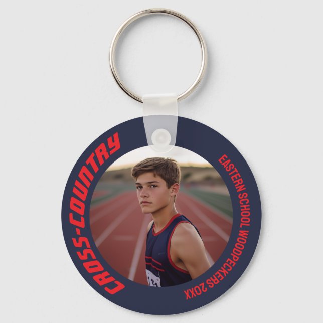 2-Sided Customisable Sports Cross-Country Photo Key Ring (Front)