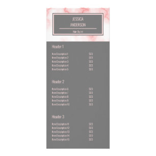 2-sided Faux Pink Marble & Grey Hair Stylist Rack Card