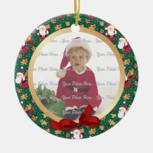 2 Sided - Ist Christmas Santa Baby Photo Ceramic Ornament