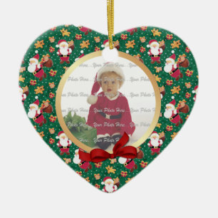 2 Sided - Ist Christmas Santa Baby Photo Ceramic Ornament