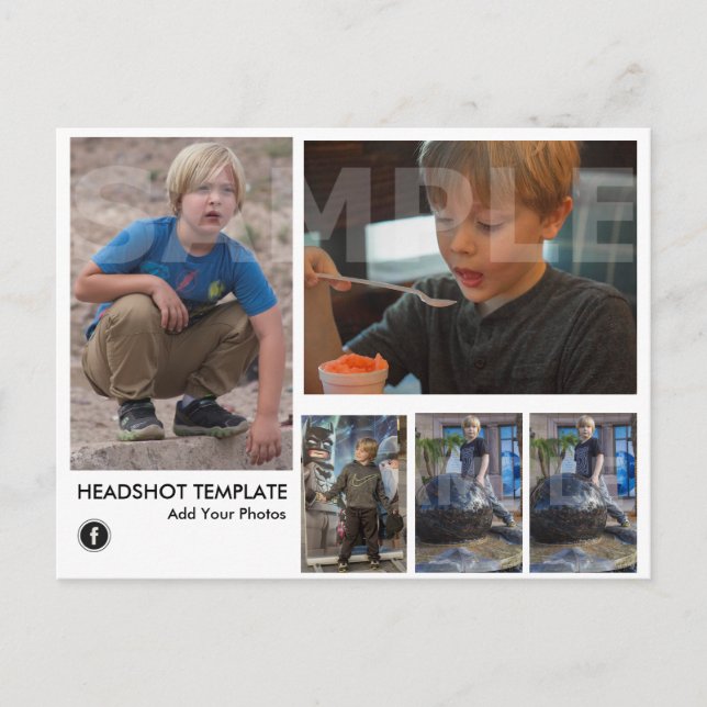 2-Sided Kids Actor-Model Headshot Template Postcard (Front)