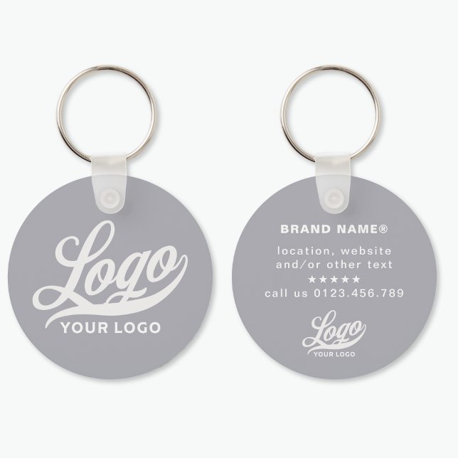 2 sided Logo & Name on Grey Company Business Key Ring (Creator Uploaded)