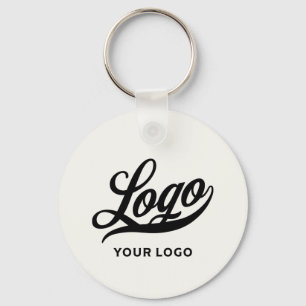 2 sided Logo on Off white Business Simple Minimal Key Ring