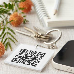 2 Sided Logo & QR Code Business Branded Square Key Ring