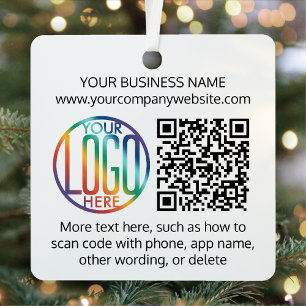 2 Sided Logo & QR Code Business Promotional Square Metal Tree Decoration