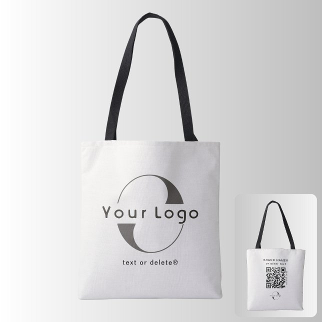 2 sided Logo & QR Code, Off white Company Business Tote Bag (Creator Uploaded)