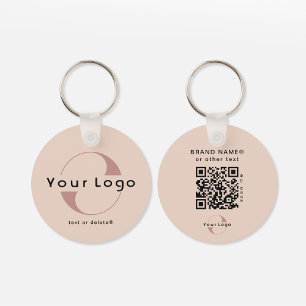 2 sided Logo & QR Code on Beige Company Business K Key Ring