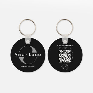 2 sided Logo & QR Code on Black Company Business K Key Ring