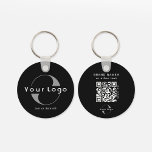 2 sided Logo & QR Code on Black Company Business K Key Ring<br><div class="desc">Personalized light and waterproof Logo Keychains with a simple minimal design. Add your URL to create QR Code,  logo and text.</div>