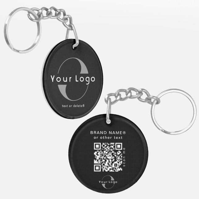 2 sided Logo & QR Code on Black Company Business Key Ring (Creator Uploaded)