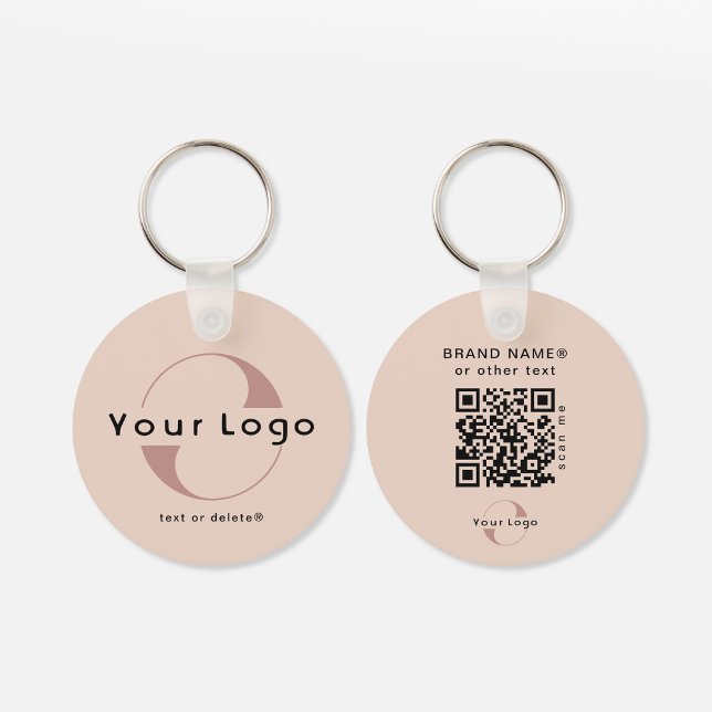 2 sided Logo & QR Code on Blush Company Business Key Ring (Creator Uploaded)