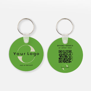 2 sided Logo & QR Code on Green Company Business K Key Ring
