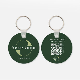 2 sided Logo & QR Code on Green Company Business K Key Ring