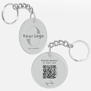 2 sided Logo & QR Code on Grey Company Business Key Ring