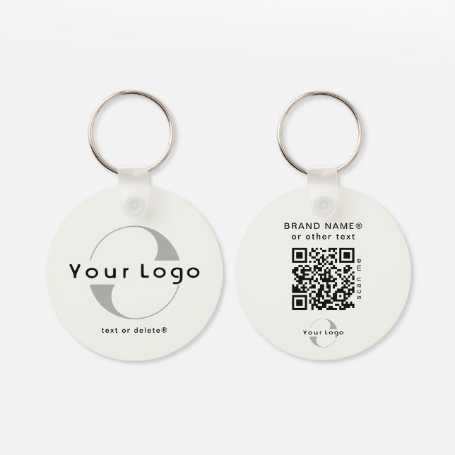 2 sided Logo QR Code on Off white Company Business Key Ring (Creator Uploaded)