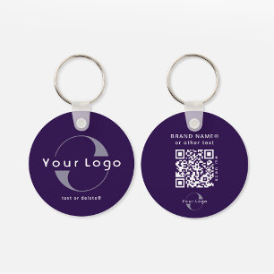 2 sided Logo & QR Code on Purple Company Business Key Ring