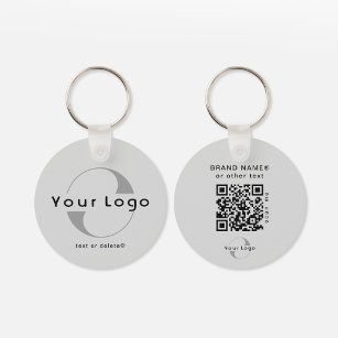 2 sided Logo & QR Code on Silver Company Business Key Ring