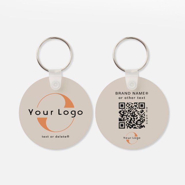 2 sided Logo & QR Code on Tan Company Business Key Ring (Creator Uploaded)