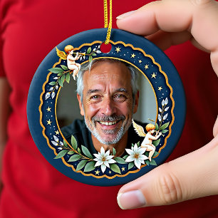 2 sided Memorial Christmas Cherub's Embrace Ceramic Ornament