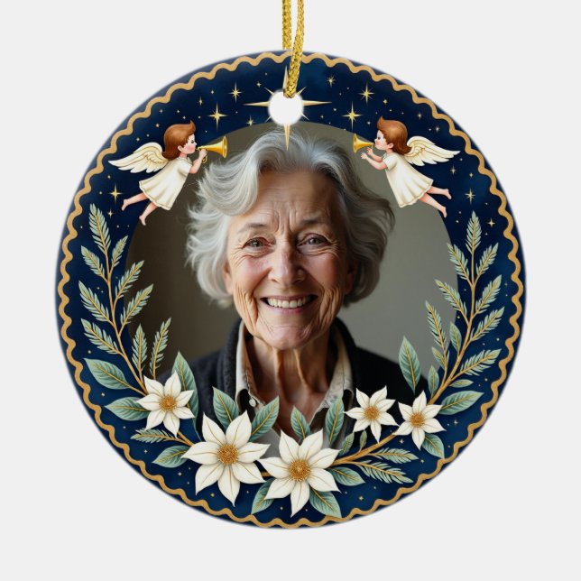 2 sided Memorial Christmas Starlight Tribute  Ceramic Ornament (Front)
