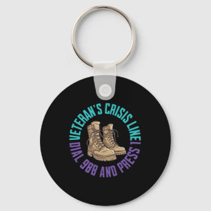 (2 Sided) Military Veteran Suicide Awareness Crisi Key Ring