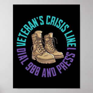 (2 Sided) Military Veteran Suicide Awareness Crisi Poster