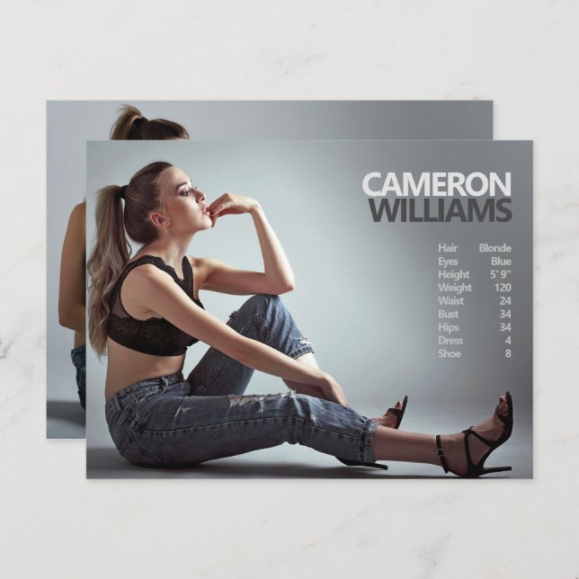 2 Sided Model Actor Promotional Postcard (Front/Back)