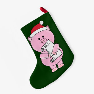 2 Sided Naught Or Nice Pig Christmas Stocking