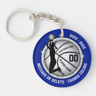 2 Sided Personalized, Blue, Basketball Keychains