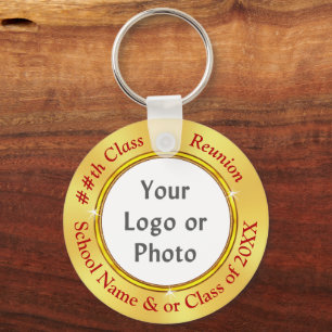 2 Sided PHOTO or LOGO, Class Reunion Souvenirs,  Key Ring