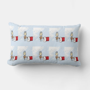 2 SIDED-SANTA TOASTING CHRISTMAS&HAPPY HOUR SIDES LUMBAR CUSHION