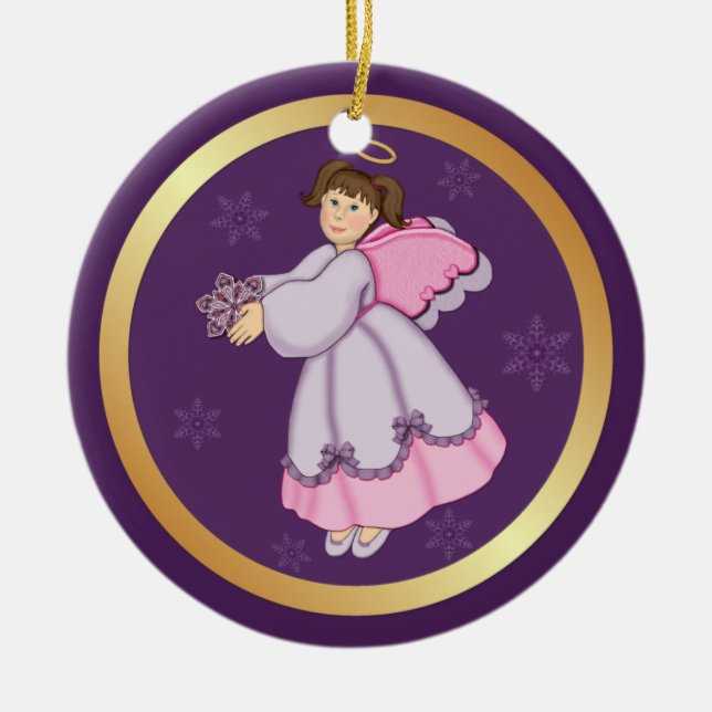 2 Sided - Snowflake Angel Ornament (Front)