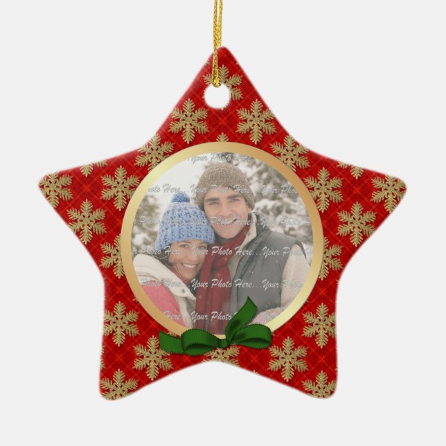 2 Sided - Snowflake Holiday Photo Ornament (Front)