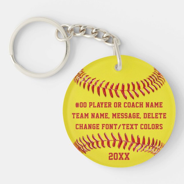2 Sided, Softball Senior Day Gift Ideas, Softball Key Ring (Front)
