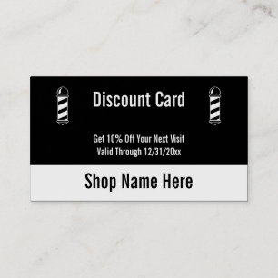2-Sided Template Black White Barber Shop Discount Business Card