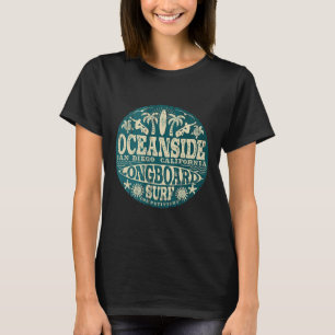 2-sided Vintage Oceanside California Longboard Sur T-Shirt