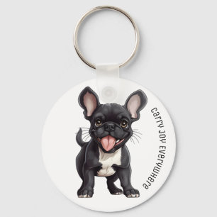2 sided With custom text, Frenchie puppy Key Ring