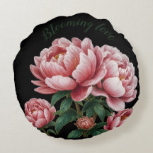 2 sides black & white Blooming love throw pillow